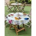 thumbnail image 3 of Outdoor Tablecloth with Umbrella Hole and Zipper, Cute Butterfly Dragonfly Round Table Cloth 54 Inch Waterproof Tablecloth, Farmhouse Botanical Floral Blue Picnic Table Cover for Patio Camping, 3 of 7