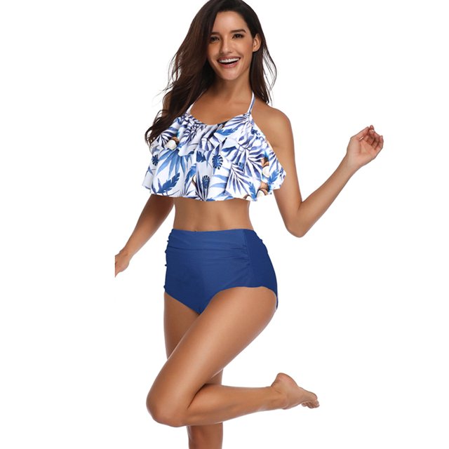 Mother and Daughter Swimwear Family Matching Swimsuit Girls Two Pieces Bikini Set Ruffle Falbala Bathing Suits