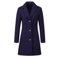 thumbnail image 2 of INSPIRE CHIC Women's Coats Single Breasted Long Outerwear Winter Trench Coat S Dark Blue, 2 of 5