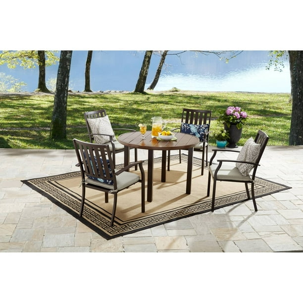 Better Homes Gardens Camrose Farmhouse Outdoor Steel Slat Round Table Com - Home And Garden Outdoor Patio Furniture