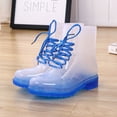 thumbnail image 3 of Botas de lluvia con plataforma para mujer, botines de color gelatina, calzado de trabajo impermeable, transparente, sin cordones, 2021, 3 of 5