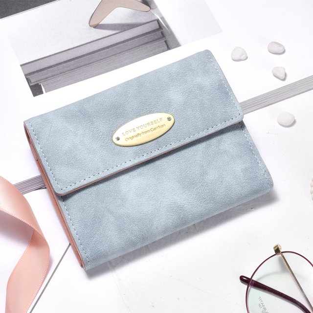 Cartera Brillar pequeña de cuero para mujer con bolsillos para monedas azul 12.5 * 10 cm
