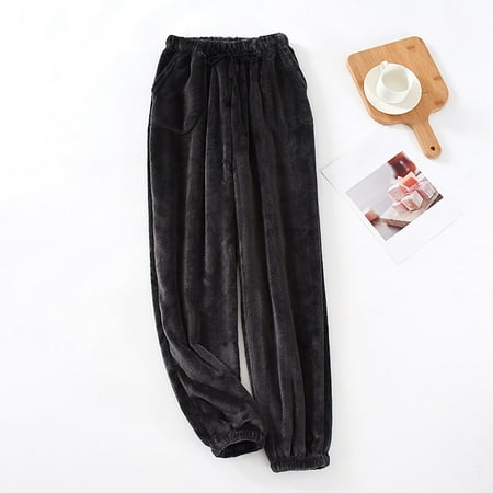 

Pajama Pants Men S Warm Flannel Wide Mouth Trousers Loose Thick Coral Fleece Home Pajamas Yutnsbel