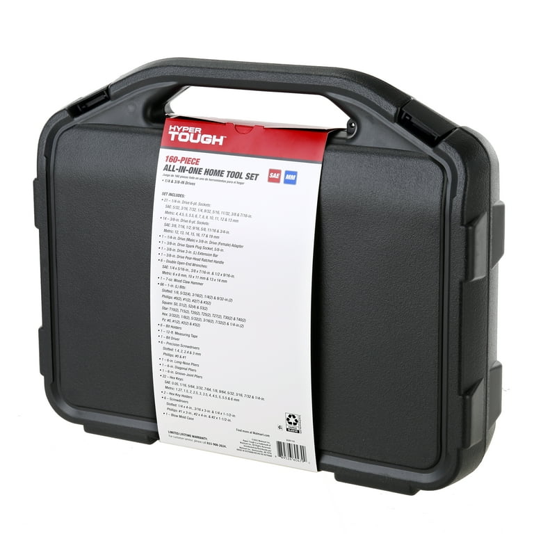 Hyper Tough 160 Piece Home Tool Set with Molded Case - Walmart.com