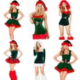 thumbnail image 2 of Disfraz navideño de campana verde para actuación de Papá Noel jugando por la noche con uniforme sin hombros, 2 of 6