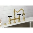 thumbnail image 2 of Kingston Brass KS3277PKXBS Duchess Bridge Kitchen Faucet with Brass Side Sprayer, Brushed Brass, 2 of 7