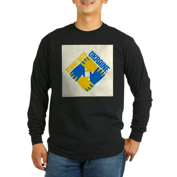 CafePress - Save Ukraine Long Sleeve T Shirt - Long Sleeve Dark T-Shirt