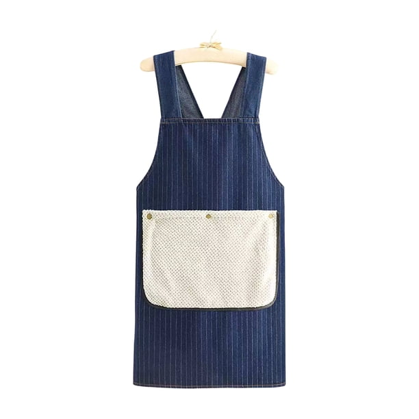 Delantal de cocina de algodón estilo japonés con espalda cruzada y dos bolsillos, con correas ajustables, para cocinar y jardinería.