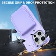 thumbnail image 4 of Allytechgroup iPhone 16 Pro Case with Screen Protector, Hidden Cards Slots & Makeup Mirror Full Body Shockproof Anti-Scratch Drop Proof Phone Case Cover for Apple iPhone 16 Pro, Purple, 4 of 6