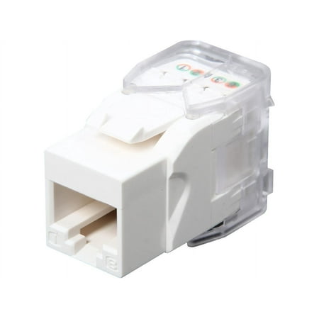 UPC: 0037332160614 | Tripp Lite Cat6/Cat5e 110 Style Toolless Keystone Jack 180 Degrees White TAA/GSA (N238-001-SH-TFA)