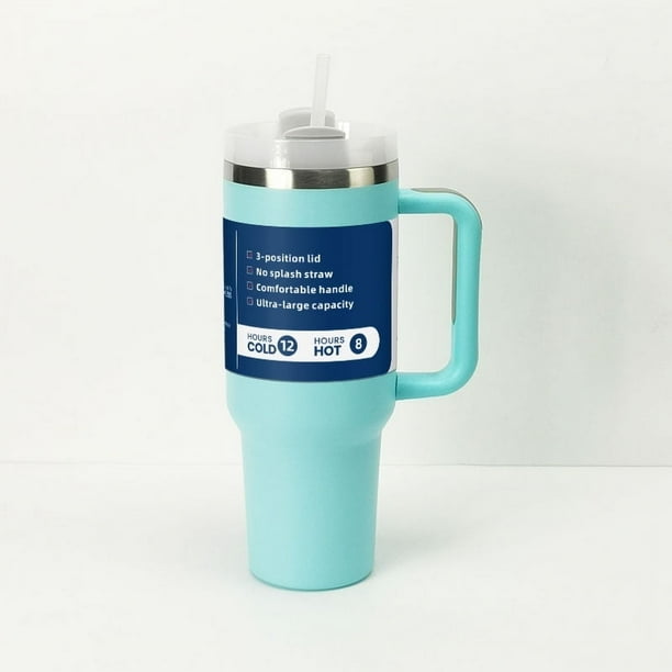 Vaso INNOTECHSC de 40 oz con Asa y Tapa con Pajita | Vaso Aislado, Botella de Agua Reutilizable de Acero Inoxidable, Taza de Viaje, Portavasos, Apto para el Hogar, la Oficina O el Automóvil