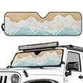thumbnail image 2 of Uorisanigo Beach Print Windshield Sun Shade, olorful Sun Visor Aluminum Foil Sunshade Interior Accessories, Car Windshield Sunshade for Jeep Wrangler JL JLU 2018-2024 & JT, Keep Your Car Cool, 2 of 7