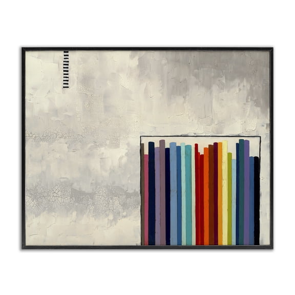 Stupell Industries Rainbow Shapes over Grey Abstract Painting Black Framed Art Print Wall Art, 30 x 24