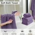 thumbnail image 2 of Covina Home 8 Pcs Bath Towel Set Dark Purple Microfiber Bathroom Towel Set Ultra Soft Plush Oversized Towels Adult Luxury Bath Sheet, 2 of 8