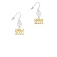 thumbnail image 2 of Delight Jewelry Goldtone Class of 2021 Silvertone Leaf French Earrings, 2 of 5