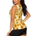 thumbnail image 3 of Balery White Marble Pattern Sunflower Camiseta sin mangas estampada ligera para mujer, tops de entrenamiento sin mangas, camisetas de yoga transpirables de secado rápido.-X-Large, 3 of 7