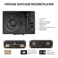 thumbnail image 3 of Reproductor de discos de vinilo Bluetooth Maleta vintage portátil de 3 velocidades con parlantes incorporados, salida de línea RCA Entrada auxiliar Conector para auriculares Tocadiscos vintage, negro, 3 of 5