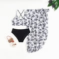 thumbnail image 2 of CAUYDY Teen Girls Bikini Swimsuit Set 3 Piece Tween Girl Bathing Suit with Cover Ups Kids Girls Children Girls 7T 8T 9T 10T 11T 12T 13T 14T Summer Swimwear (Sizes 13-14 Years,D01-Black), 2 of 7