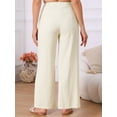 thumbnail image 4 of DARING DIVA Women's Casual Linen High Waisted Wide Leg Pants S Beige, 4 of 6