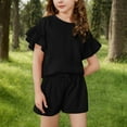 thumbnail image 2 of snilers Girls Summer Outfits 2 Piece Clothes Cute Ruffle Sleeve T Shirt and Shorts Athletic Short Sets Loose Fitted Clothing Sets 4-15 Years, 2 of 8