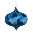 thumbnail image 2 of 4 Pack of Blue and Teal Checkered Onion Ornaments with Glitter Enhancements, 2 of 2