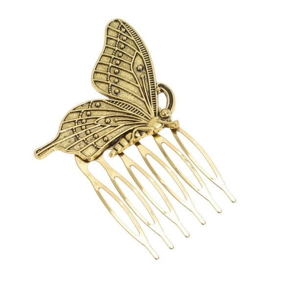 Unique Bargains 1 Pc Women's Durable Butterflies Side Comb for Parties Vintage Gold Tone Alloy