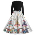 thumbnail image 4 of Christmas Dresses for Women Women's Casual Fashion Printed Retro Square Neck Long Sleeve Dress with AI Christmas Print for Holiday Party,White,XL, 4 of 4
