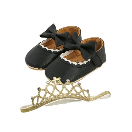 

Seyurigaoka Baby Girl s Shoes Bowknot Soft Sole Infant Shoes with/without Headwear