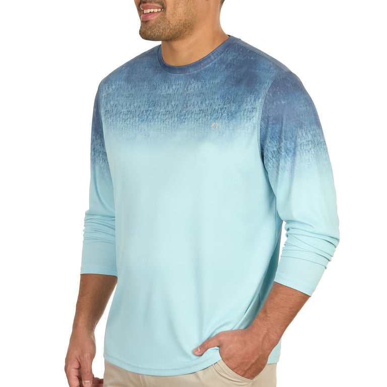 The American Outdoorsman Men's Lightweight UPF 50+ UV Sun Protection  Outdoor Long Sleeve Quick Dry Graphic Shirt (Amphibious Blue, Medium)