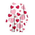 thumbnail image 5 of Girls Pink Heart Print Dress - Long Sleeve A-Line Fit, Stretchy Soft 95% Polyester Fabric, Casual Valentine's Day Outfit for Kids 4-14 Years,Size 9-10 T, 5 of 7