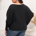 thumbnail image 6 of Babysbule Plus Size Womens Sweaters Women Large Solid Round Neck Sweater Off Shoulder Loose Fashion Knit Women's Fashion, 6 of 6