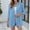 Blue, variant on Lightweight Summer 3/4 Sleeve Cardigan for Women Trendy Casual Draped Tie Front Cardigans Fall Shrugs High Low Hem
