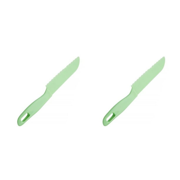 Advancent Juegos de cocina para niños Herramientas de cocina hermosas reales para pastel de frutas Lechuga Bordes dentados Mangos ergonómicos verde claro 2Conjunto