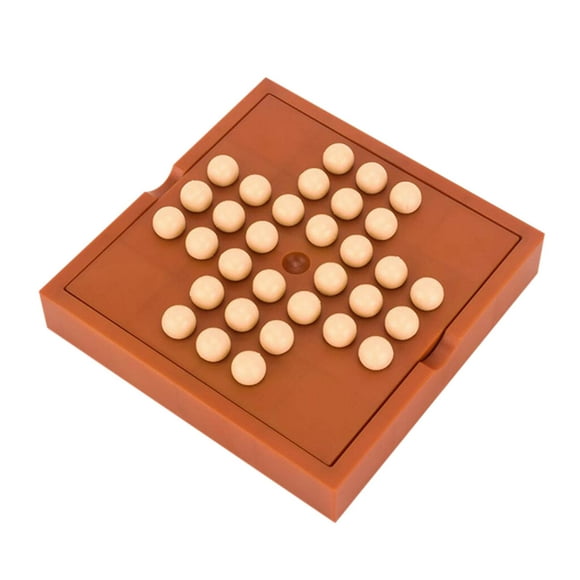 YHWJZYF Solitaire Games - Wooden Board Game Marbles Game Board / 33 Wood Marbles Chess Pieces Premium Stress Relief Puzzle Marbles Game for Kids Adults Teens Seniors Gifts
