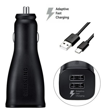 OEM Fast USB C Car Charger, Compatible for Samsung Galaxy S20/S20 Plus/S20 Ultra/S10+/S10e/S9/S8 Active/Note 10/Note 9/8/A20/A50/A70, Dual USB Adaptive Fast Car Charger with Type C Cable