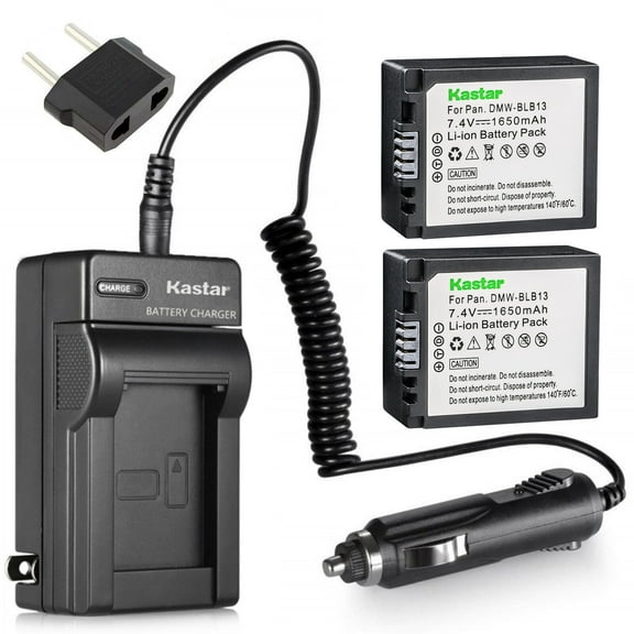 Kastar Battery (2-Pack) and Charger Kit for Panasonic DMW-BLB13, DMW-BLB13E, DMW-BLB13GK and Panasonic DE-A49, DE-A49C work with Panasonic Lumix DMC-G1, DMC-G2, DMC-G10, DMC-GF1, DMC-GH1 Cameras