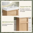 thumbnail image 5 of 15.75" Bathroom Vanity with Reversible Resin Sink, MDF Cabinet with Adjustable Shelf and Push-to-Open Door, Wood Grain Melamine Finish, Reversible Door, Rustic Style for Small Spaces, 5 of 21