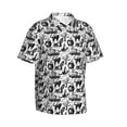 thumbnail image 5 of Wukai Black White Halloween Men's Hawaiian Shirt Short Sleeve Casual Button Down Summer Beach Aloha Shirt Tropical Print Holiday Party, 5 of 8