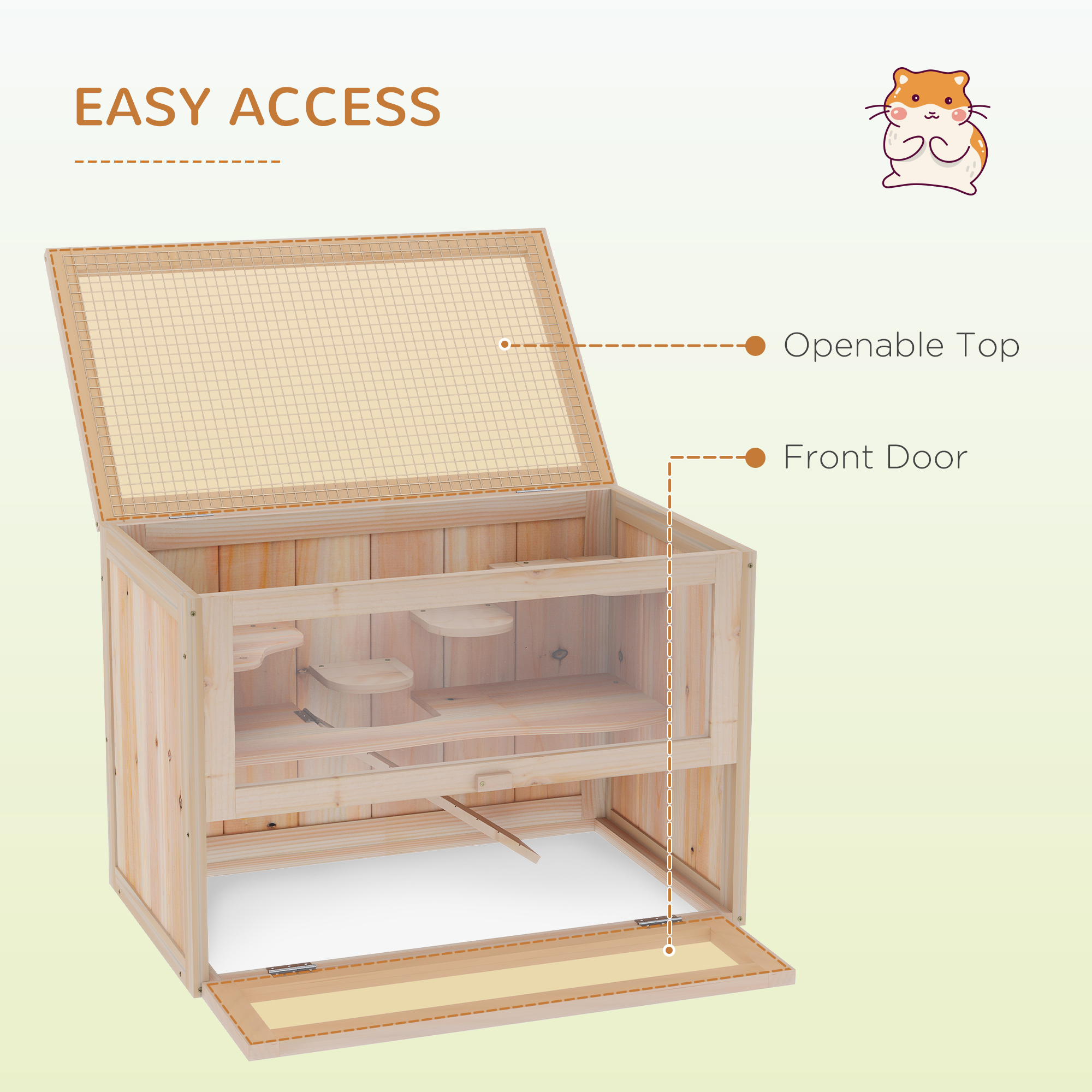 Pawhut 2-Level Wooden Hamster Cage with Openable Top photo 5