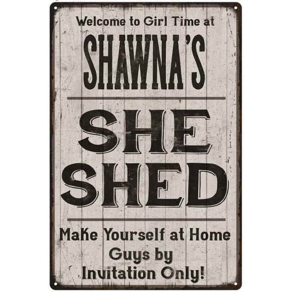 SHAWNA'S She Shed Sign Lady Cave Gift 8 x 12 High Gloss Metal 208120082493