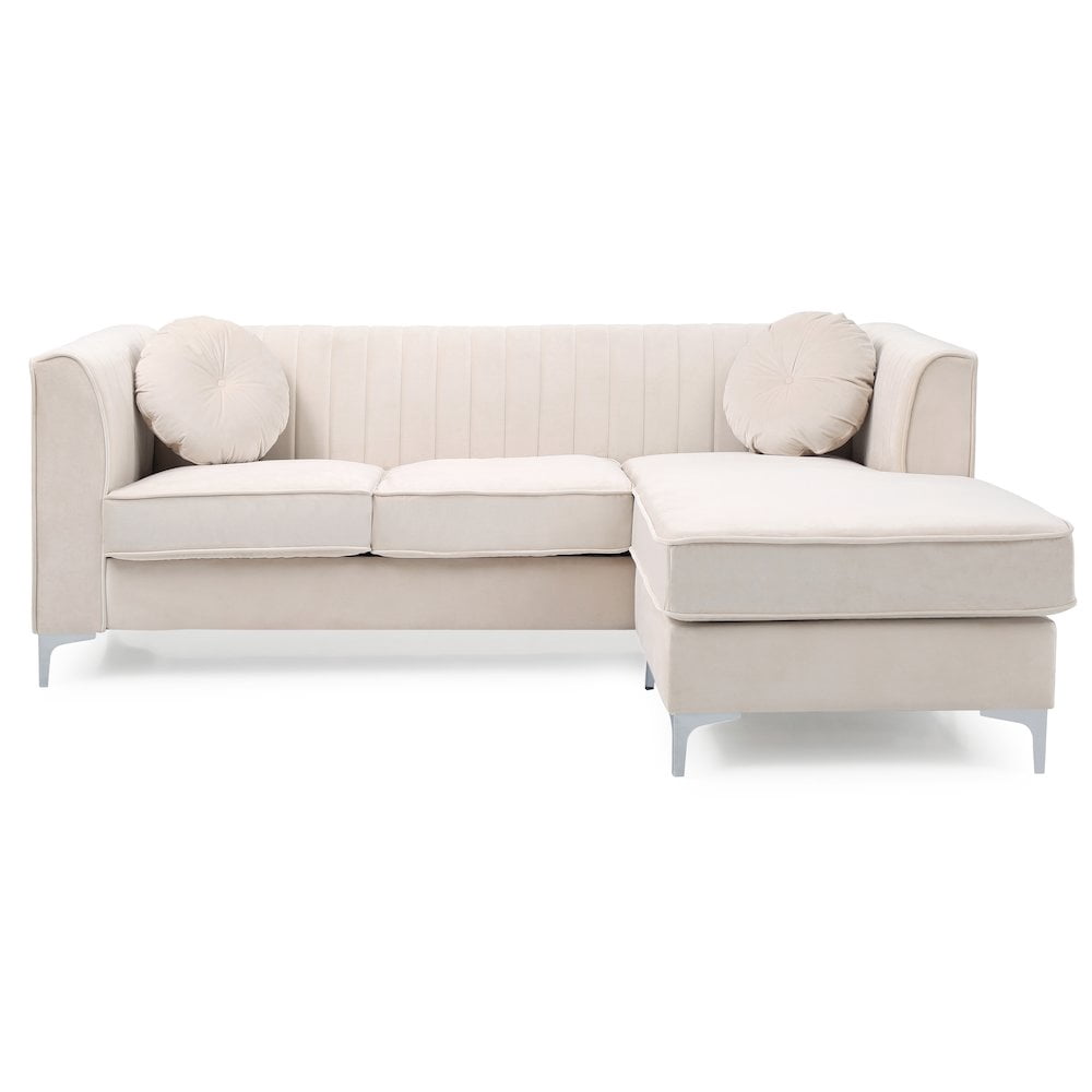 Glory Furniture Delray Sofa Chaise in Ivory Color
