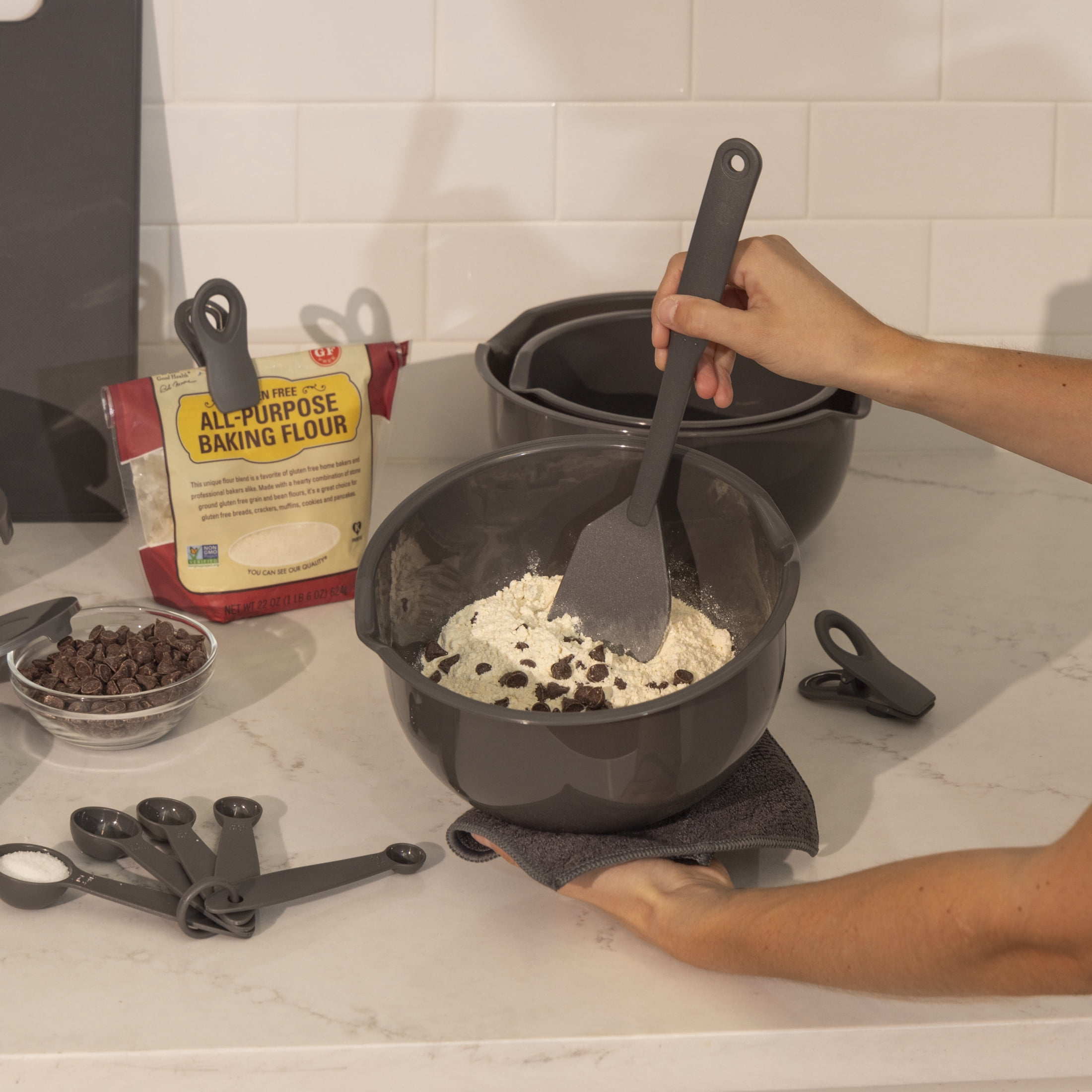 Elements by Thyme & Table 100-Piece Ceramic Non-Stick Cookware Set - Grey