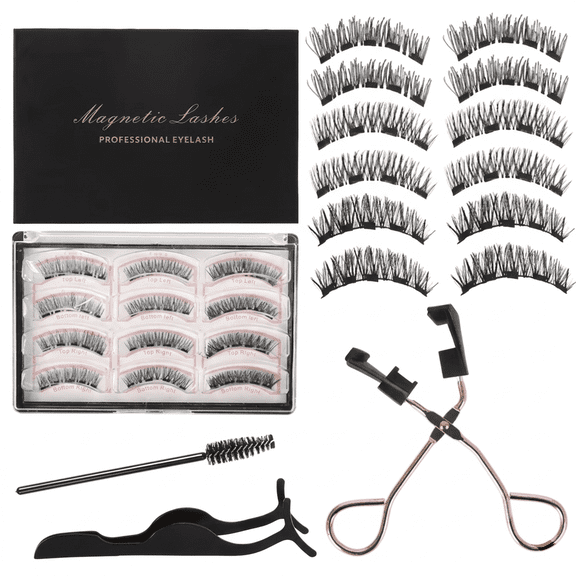 Magnetic Eyelashes with Applicator- 6 Pairs Upgraded Strong Hold Magnetic Eyelashes for Everyday Natural Look to Party Glamour Reusable 3D Faux Mink Lash Set.