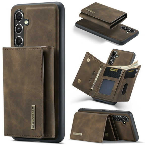 Back Wallet Case for Samsung Galaxy A54 5G, Detachable Card Slots Holder Kickstand Magnetic Closure Cover with Premium PU Leather Soft Silicone Shockproof Drop Resistant Protective Case,Coffee