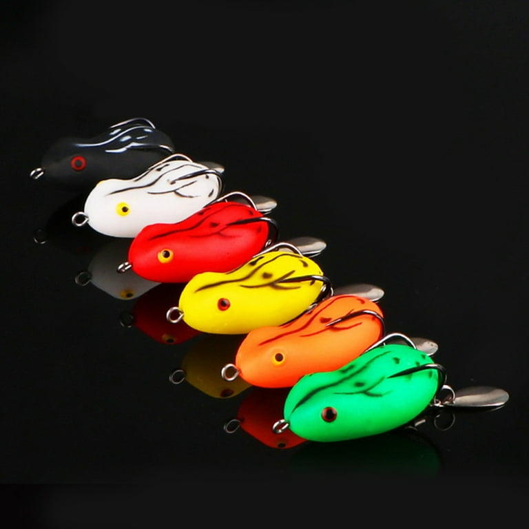 Fishing Lures, 6Pcs/Set Fishing Bait 7.2g 5cm Frog Shape Rubber Fishing Lure  with Hook Swivel Plate for Bass, Perfect Ggift for Fishing Enthusiast 