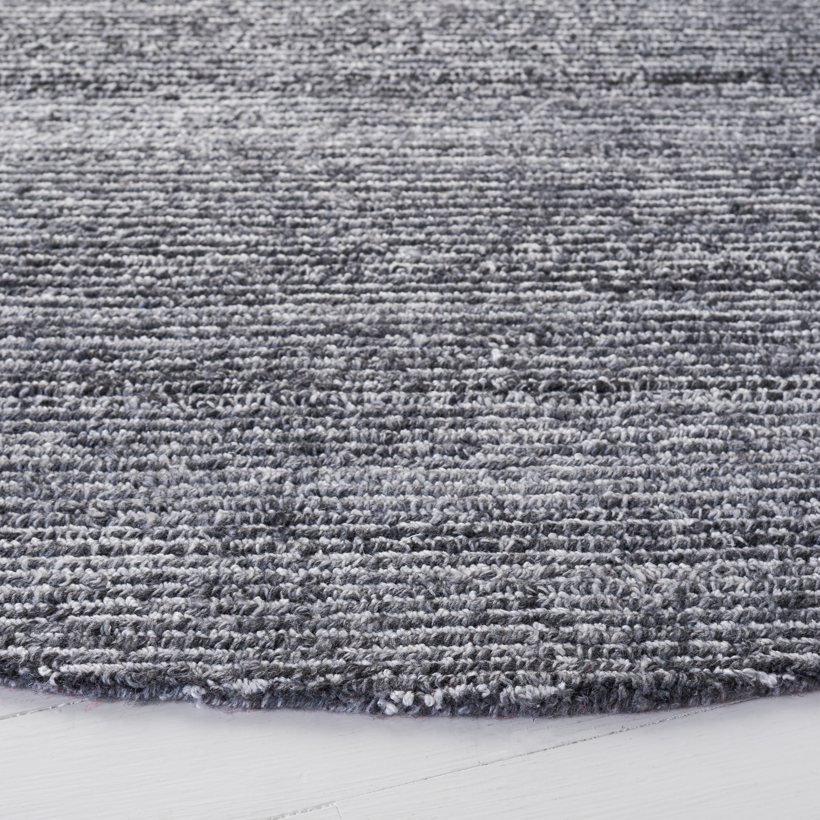 SAFAVIEH Mirage Lecia Striped Polyester Area Rug, Dark Gray/Ivory, 6' x 6' Round