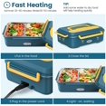 thumbnail image 3 of Electric Lunch Box Food Heater - Upgraded Fast Heating Lunchbox Food Warmer for Car and Home with 2 Compartments Removable 304 Stainless Steel Container, SS fork & spoon and Carry Bag, 3 of 7