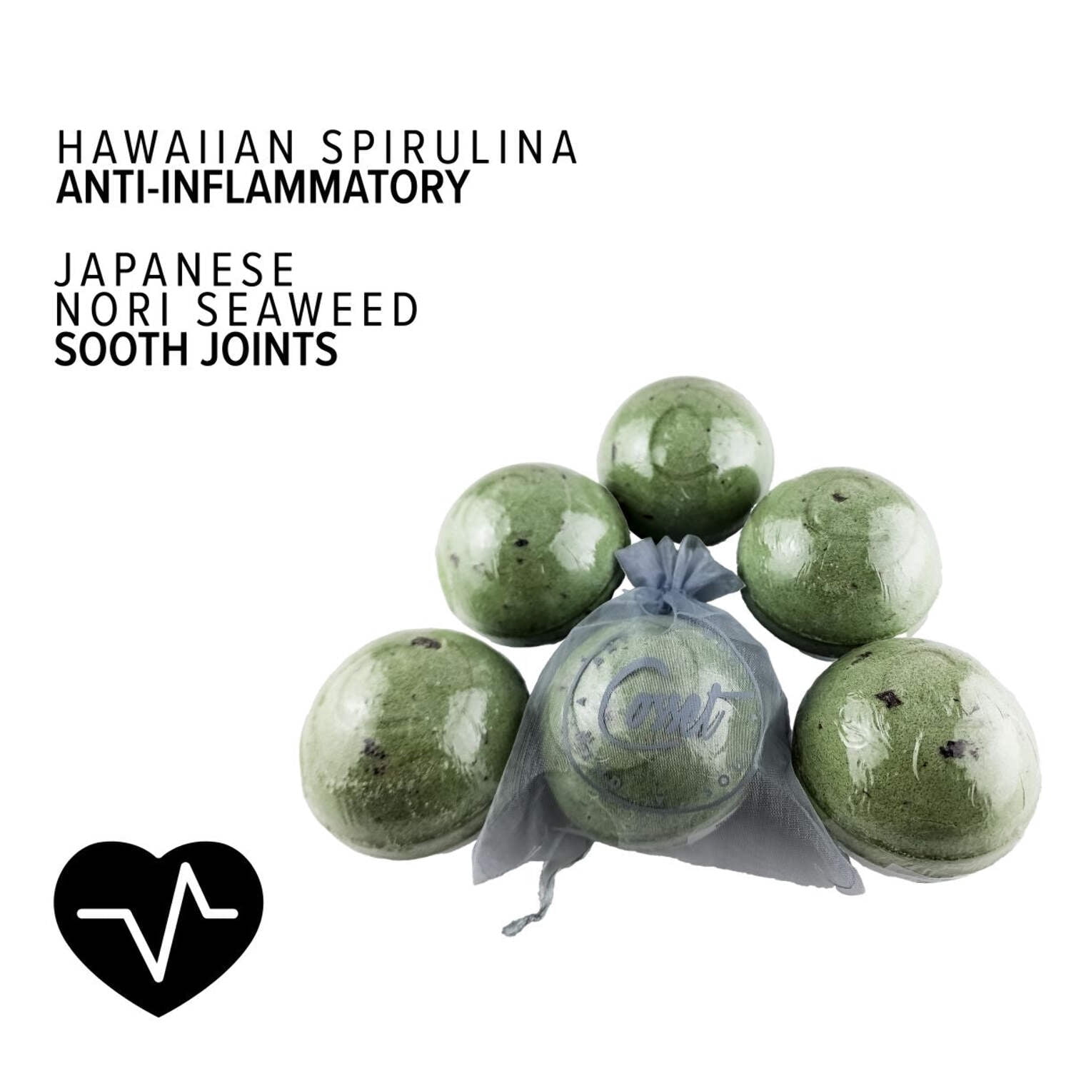Cosset Therapy Bomb 6-Pack - Seaweed, Therapeutic Bath Bombs for Stiff Joints and Muscle Aches, 9.6oz Each