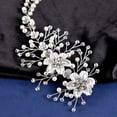 thumbnail image 4 of Nvzi Horquillas para el pelo de boda con flores para novias, peinetas con perlas de cristal, pinzas para el pelo, accesorios para el pelo de boda dorados, joyas plateadas, 4 of 5
