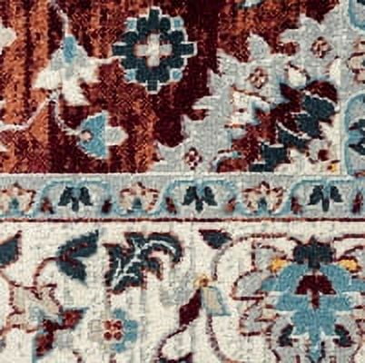 Everwash Treasure Lina Traditional Medallion Machine Washable Indoor Area Rug, Red/Ivory, 6'6"x9'2"